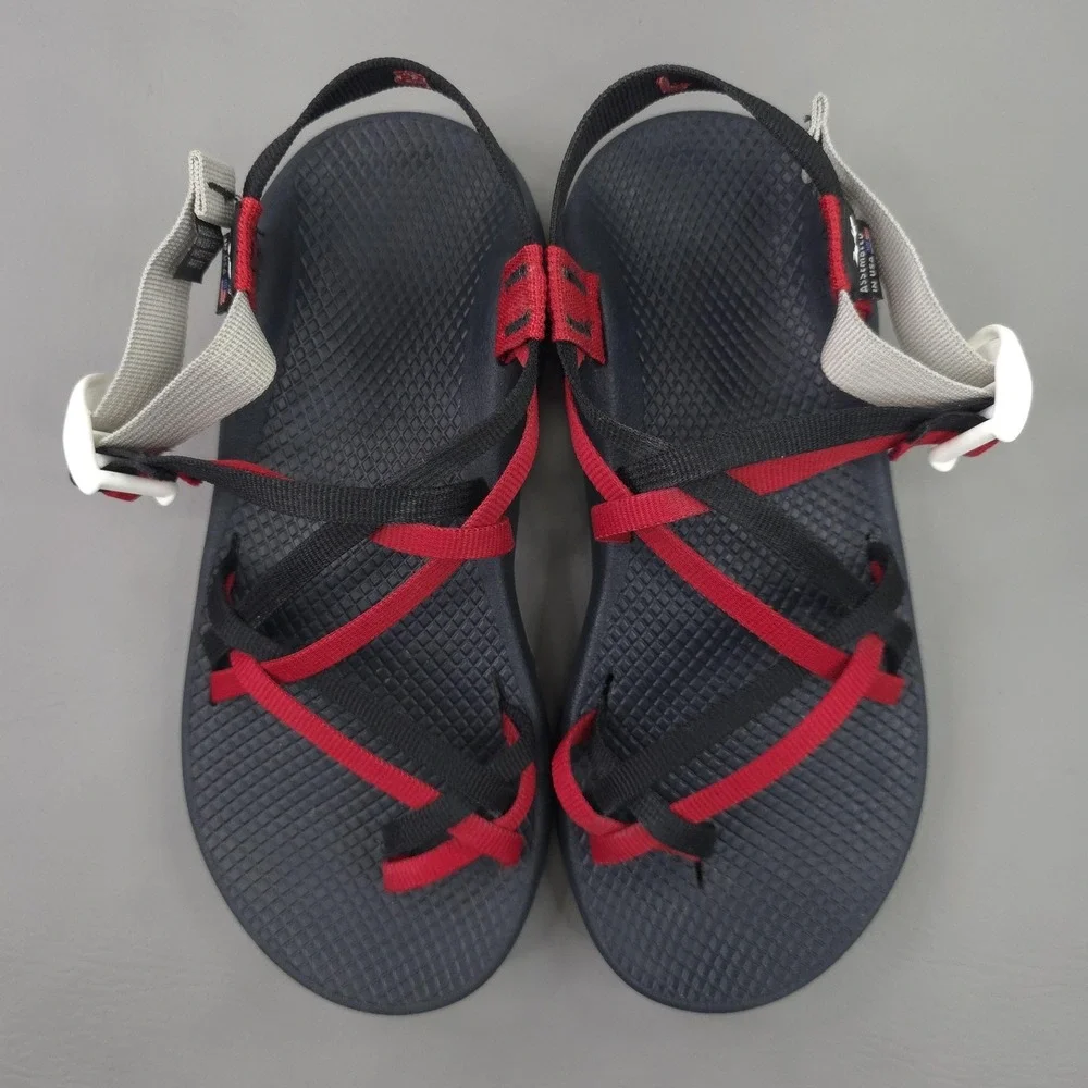 Chaco Shoes Mens 8 Navy Red Z/2 Sport Sandals Hiking Custom Buckle Strap USA